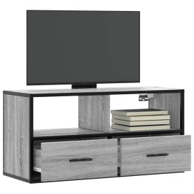 Mueble TV madera ingeniería y metal roble ahumado 80x31x39,5 cm de , Muebles TV - Ref: Foro24-848922, Precio: 62,88 €, Descue...