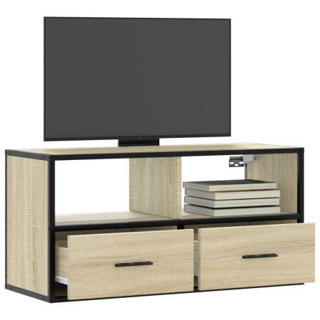 Mueble TV madera ingeniería y metal roble Sonoma 80x31x39,5 cm de , Muebles TV - Ref: Foro24-848920, Precio: 61,02 €, Descuen...