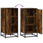 Aparador madera ingeniería y metal roble ahumado 35,5x35x76 cm de , Aparadores - Ref: Foro24-848941, Precio: 54,93 €, Descuen...