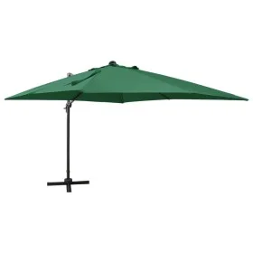 Sombrilla voladiza con poste y luces LED verde 300 cm de vidaXL, Sombrillas - Ref: Foro24-312345, Precio: 198,60 €, Descuento: %