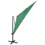 Sombrilla voladiza con poste y luces LED verde 300 cm de vidaXL, Sombrillas - Ref: Foro24-312345, Precio: 200,58 €, Descuento: %