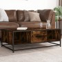 Mesa de centro madera ingeniería metal roble humo 100x57x35 cm de , Mesas de centro - Ref: Foro24-848761, Precio: 72,75 €, De...