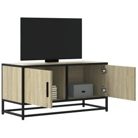 Mueble TV metal y madera ingeniería roble Sonoma 80x34,5x40 cm de , Muebles TV - Ref: Foro24-848825, Precio: 52,53 €, Descuen...