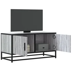 Mueble TV madera ingeniería y metal roble ahumado 80x34,5x40 cm de , Muebles TV - Ref: Foro24-848827, Precio: 52,21 €, Descue...