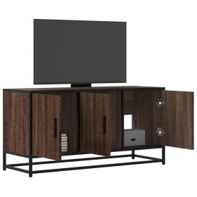 Mueble TV madera ingeniería y metal marrón roble 100x35x50 cm de , Muebles TV - Ref: Foro24-848833, Precio: 74,97 €, Descuent...