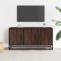 Mueble TV madera ingeniería y metal marrón roble 100x35x50 cm de , Muebles TV - Ref: Foro24-848833, Precio: 74,97 €, Descuent...