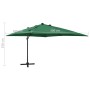 Sombrilla voladiza con poste y luces LED verde 300 cm de vidaXL, Sombrillas - Ref: Foro24-312345, Precio: 200,58 €, Descuento: %
