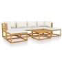 Muebles de jardín 7 pzas cojines crema madera maciza de acacia de vidaXL, Conjuntos de jardín - Ref: Foro24-3057652, Precio: ...