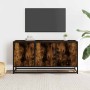 Mueble TV metal y madera ingeniería roble humo 100x35x50 cm de , Muebles TV - Ref: Foro24-848831, Precio: 67,81 €, Descuento: %
