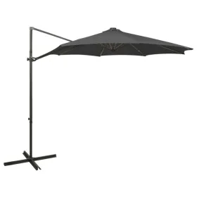 Sombrilla voladiza con poste y luces LED gris antracita 300 cm de vidaXL, Sombrillas - Ref: Foro24-312338, Precio: 87,11 €, D...