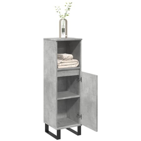 Armario de baño madera contrachapada gris hormigón 30x30x100 cm de , Muebles de baño - Ref: Foro24-857210, Precio: 48,59 €, D...