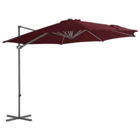 Sombrilla voladiza con poste de acero rojo burdeos 300 cm de vidaXL, Sombrillas - Ref: Foro24-312312, Precio: 107,77 €, Descu...