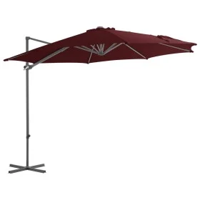 Sombrilla voladiza con poste de acero rojo burdeos 300 cm de vidaXL, Sombrillas - Ref: Foro24-312312, Precio: 106,27 €, Descu...
