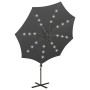 Sombrilla voladiza con poste y luces LED gris antracita 300 cm de vidaXL, Sombrillas - Ref: Foro24-312338, Precio: 87,81 €, D...