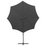 Sombrilla voladiza con poste y luces LED gris antracita 300 cm de vidaXL, Sombrillas - Ref: Foro24-312338, Precio: 87,81 €, D...