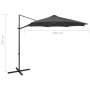Sombrilla voladiza con poste y luces LED gris antracita 300 cm de vidaXL, Sombrillas - Ref: Foro24-312338, Precio: 87,81 €, D...