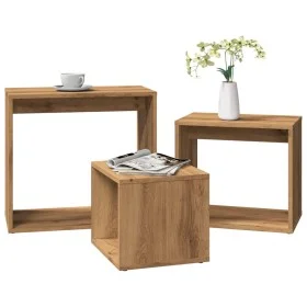 Mesas apilables 3 pzas madera contrachapada color roble artisan de , Mesas auxiliares - Ref: Foro24-856675, Precio: 64,12 €, ...