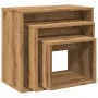 Mesas apilables 3 pzas madera contrachapada color roble artisan by , Side tables - Ref: Foro24-856675, Price: 64,12 €, Discou...
