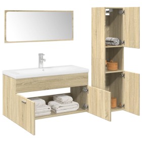 Juego de muebles de baño 4 pzas contrachapada roble Sonoma de , Muebles de baño - Ref: Foro24-3325006, Precio: 296,51 €, Desc...