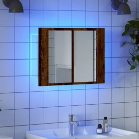 Armario con espejo LED madera ingeniería envejecida 60x12x45 cm de , Tocadores de baño - Ref: Foro24-856282, Precio: 51,67 €,...