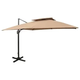 Sombrilla voladiza con doble techo gris taupe 300x300 cm de vidaXL, Sombrillas - Ref: Foro24-312374, Precio: 283,62 €, Descue...