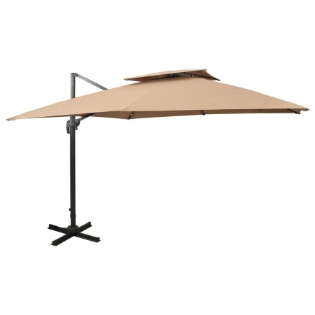 Sombrilla voladiza con doble techo gris taupe 300x300 cm de vidaXL, Sombrillas - Ref: Foro24-312374, Precio: 278,92 €, Descue...