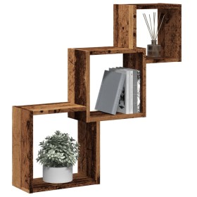 Estante pared de cubo madera ingeniería envejecida 68x15x68cm de , Estantes y estanterías - Ref: Foro24-855814, Precio: 30,00...