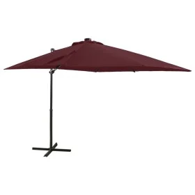 Sombrilla voladiza con poste y luces LED burdeos 250 cm de vidaXL, Sombrillas - Ref: Foro24-312326, Precio: 113,58 €, Descuen...