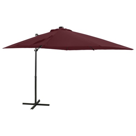 Sombrilla voladiza con poste y luces LED burdeos 250 cm de vidaXL, Sombrillas - Ref: Foro24-312326, Precio: 114,61 €, Descuen...