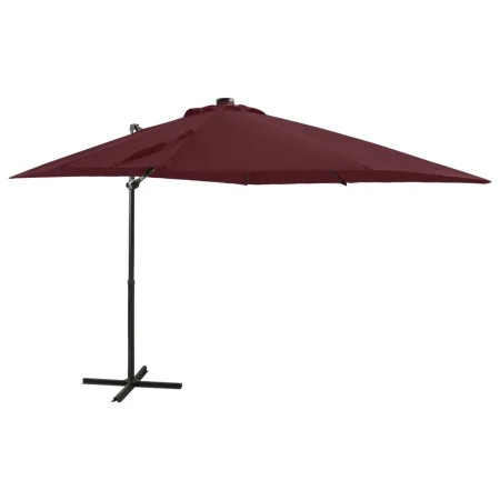 Sombrilla voladiza con poste y luces LED burdeos 250 cm de vidaXL, Sombrillas - Ref: Foro24-312326, Precio: 113,58 €, Descuen...
