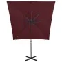 Sombrilla voladiza con poste y luces LED burdeos 250 cm de vidaXL, Sombrillas - Ref: Foro24-312326, Precio: 113,58 €, Descuen...