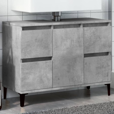 Armario de lavabo madera contrachapada gris hormigón 80x33x60cm de , Tocadores de baño - Ref: Foro24-857128, Precio: 97,36 €,...