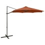 Sombrilla voladiza con poste y luces LED terracota 300 cm de vidaXL, Sombrillas - Ref: Foro24-312343, Precio: 88,00 €, Descue...