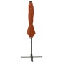 Sombrilla voladiza con poste y luces LED terracota 300 cm de vidaXL, Sombrillas - Ref: Foro24-312343, Precio: 88,00 €, Descue...
