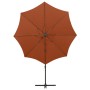 Sombrilla voladiza con poste y luces LED terracota 300 cm de vidaXL, Sombrillas - Ref: Foro24-312343, Precio: 88,00 €, Descue...