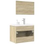 Set de muebles de baño 3 pzas madera contrachapada roble Sonoma de , Muebles de baño - Ref: Foro24-3324987, Precio: 170,97 €,...