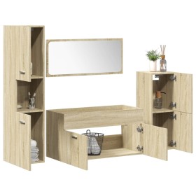 Juego de muebles de baño 4 pzas contrachapada roble Sonoma de , Muebles de baño - Ref: Foro24-3324991, Precio: 153,08 €, Desc...