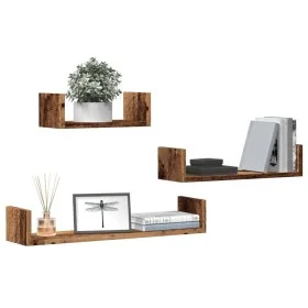 Estantes de pared 3 uds madera de ingeniería madera envejecida by , Shelves and shelves - Ref: Foro24-855792, Price: 22,87 €,...
