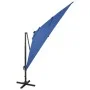Sombrilla voladiza con poste y luces LED azul celeste 300 cm de vidaXL, Sombrillas - Ref: Foro24-312349, Precio: 146,31 €, De...