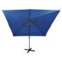 Sombrilla voladiza con poste y luces LED azul celeste 300 cm de vidaXL, Sombrillas - Ref: Foro24-312349, Precio: 148,31 €, De...