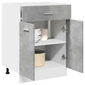 Armario inferior cajón contrachapada gris hormigón 60x46x81,5cm de , Armarios de cocina - Ref: Foro24-856088, Precio: 63,59 €...