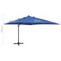 Sombrilla voladiza con poste y luces LED azul celeste 300 cm de vidaXL, Sombrillas - Ref: Foro24-312349, Precio: 148,31 €, De...