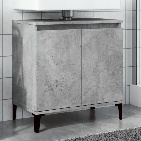 Armario de lavabo madera contrachapada gris hormigón 58x33x60cm de , Tocadores de baño - Ref: Foro24-857116, Precio: 46,09 €,...