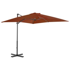 Sombrilla voladiza con palo de aluminio terracota 250x250 cm de vidaXL, Sombrillas - Ref: Foro24-312305, Precio: 97,01 €, Des...