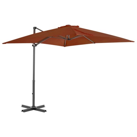 Sombrilla voladiza con palo de aluminio terracota 250x250 cm de vidaXL, Sombrillas - Ref: Foro24-312305, Precio: 97,01 €, Des...