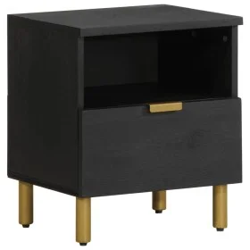 Mesita de noche madera maciza de ingeniería negra 40x33x46 cm de , Mesitas de noche - Ref: Foro24-4017654, Precio: 58,98 €, D...