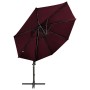 Sombrilla voladiza con poste y luces LED burdeos 300 cm de vidaXL, Sombrillas - Ref: Foro24-312334, Precio: 191,20 €, Descuen...