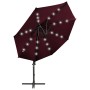 Sombrilla voladiza con poste y luces LED burdeos 300 cm de vidaXL, Sombrillas - Ref: Foro24-312334, Precio: 191,20 €, Descuen...