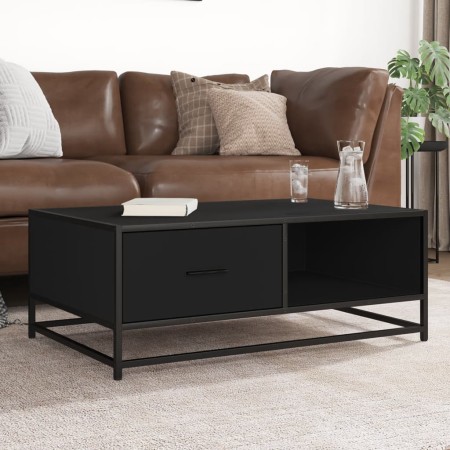 Mesa de centro de madera ingeniería y metal negro 90x57x35 cm de , Mesas de centro - Ref: Foro24-848754, Precio: 69,90 €, Des...
