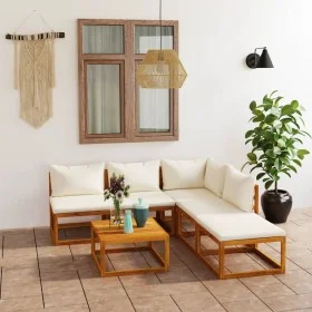 Gartenmöbel 6 Stück cremefarbene Kissen aus massivem Akazienholz von vidaXL, Gartensets - Ref: Foro24-3057654, Preis: 577,64 ...